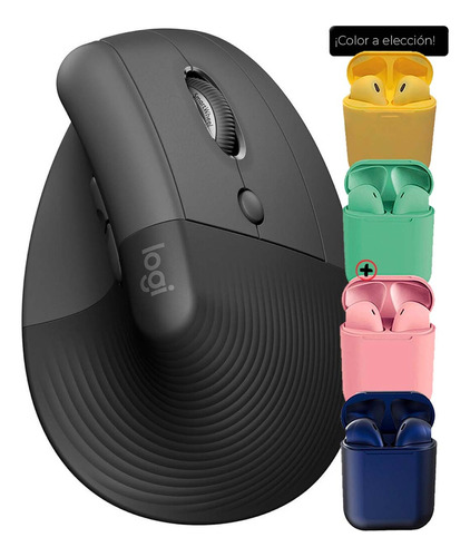 Mouse Logitech Lift Vertical Diestro Inalámbrico 1000dpi + A