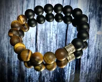 Comprar Pulseras De Cuarzo Natural: Ojo De Tigre Mate Y Onix Mate