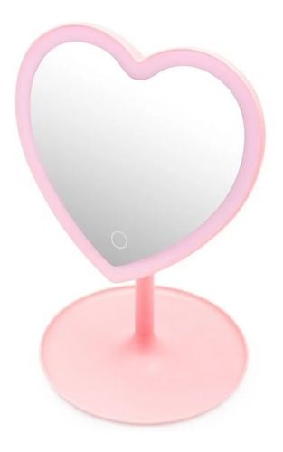 Espelho Maquiagem Led Coração Porta Bijoux Touch Screen Usb