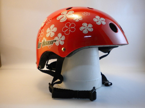 Casco Letour Rojo Brillante Con Flores