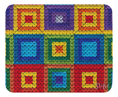 Mouse Pad Svart Diseño Estilo Tejido Colores Arcoiris Md2