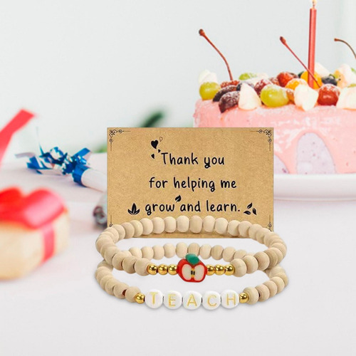 2x Pulseras De Cuentas De Madera Pulseras De Estilo C
