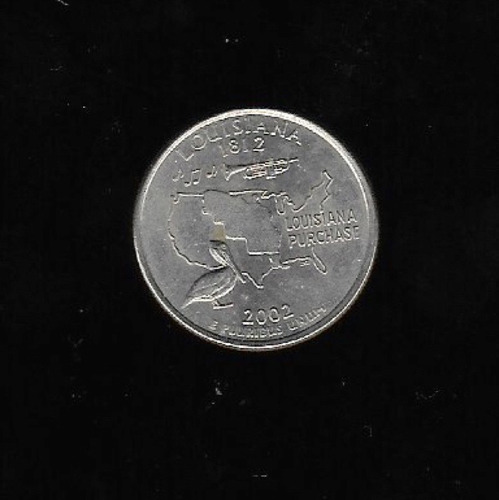 Ltc722. Moneda De 25 Centavos, Estado De Louisiana 2002 D