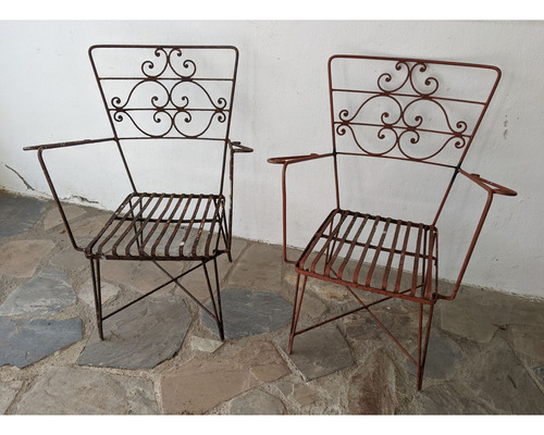 Sillón De Patio De Hierro Con Posabrazos - Silla De Jardín