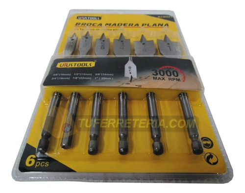 Imagen 7 de 8 de Broca Espada Para Madera 6pcs Uyustools