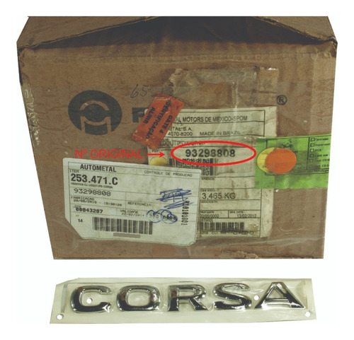 Emblema Corsa Original Gm Porta Malas N°93298808
