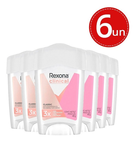 Desodorante Rexona Clinical Creme Soft Women 48g- 6 Unidades