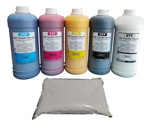 Kit De Tinta Dtf 500ml Cmykw + 500g Polvo Adhesivo