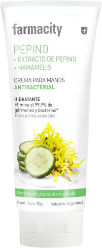 Crema Para Manos Farmacity Antibacterial Pepino X 70 Ml