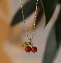 Comprar Collar Cereza Moda Frutal Fashion Trendy Hoja Moda Cherry