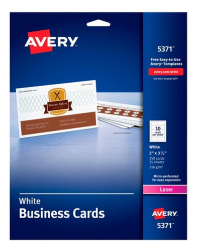 250pz Tarjeta Presentacion Avery Blanca Laser 5.1 X 8.9 Cm