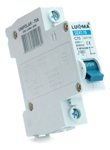 Disjuntor 70a Unipolar 1 Polo Din Lukma Capacidade 3ka C