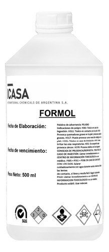 Formol 40% X 500 Ml Icasa Pr