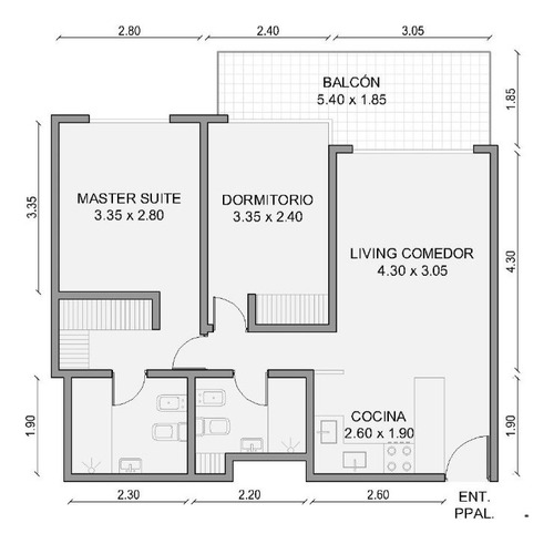 Departamento. 3 Ambientes. Balcon. Frente. 2 Baños. Amenities