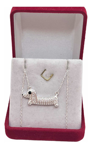Collar Choker ,con Dije Perro Salchicha En Plata.