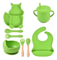 Comprar Set De Alimentación Para Bebe 9 Piezas, Platos De Silicona 