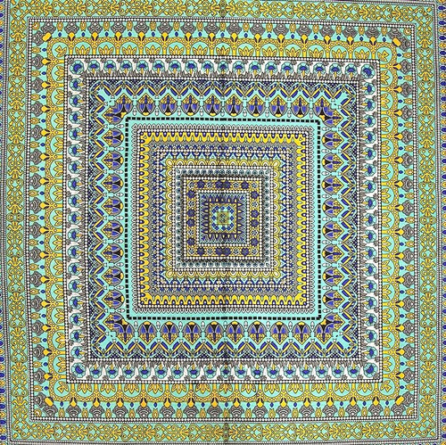 India Arts Mantel Cuadrado Algodon Con Geometrico 70 X 70 Pu