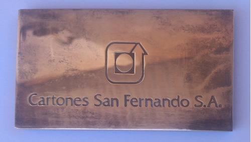 Placa De Bronce/ Cartones San Fernando/ 215 G/ 9x5x 0,5 Cm