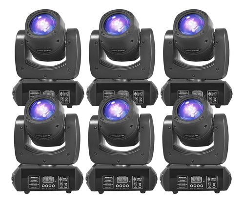 Kit 6 Mini Moving Head Beam 100w Led 8 Desenhos+cores Prisma