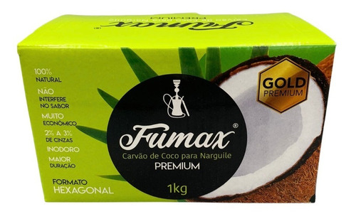 Carvão Fumax Premium Jumbo Caixa 1kg P/ Narguile - O Melhor