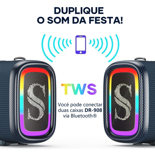 Caixas Bluetooth Sabala 120w Fm 20800mah Usb Ipx65 Cor Azul 220v