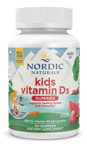 Nordic Naturals Gomitas De Vitamina D3 Para Niños 60 Gomitas Sandía Salvaje Sandía Splash