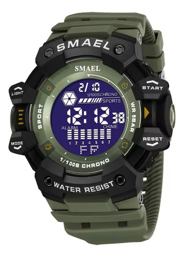 Reloj Smael 8050 Verde Militar Uso Rudo Táctico Impermeable Verde Oscuro Negro Azul Acero