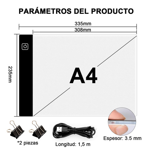 Mesa De Luz Dibujo A4 Led 3 Modos Iluminación Usb