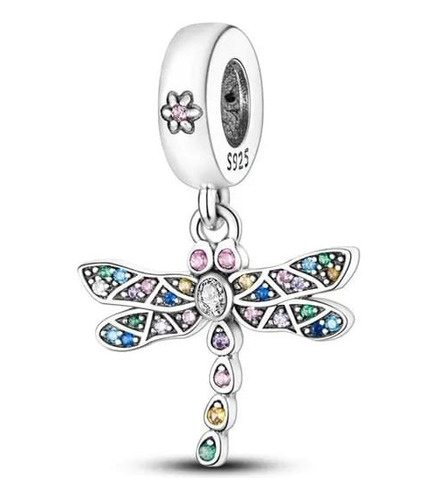 Charm Libélula Colores Plata Ley 925