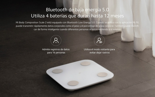 Imagen 10 de 10 de Pesa Xiaomi Mi Body Composition Scale 2 Color Blanco