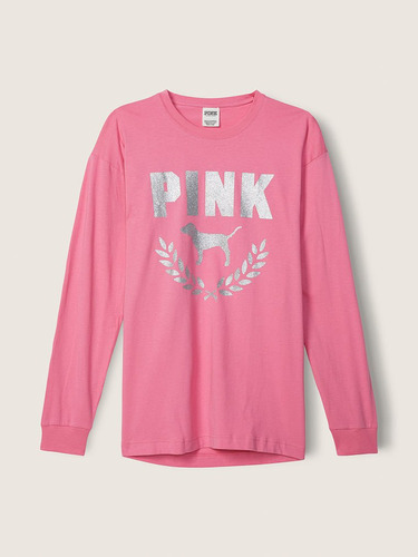 Remera  Rosa Glitter Plateado Pink M Pink Victoria's Secret