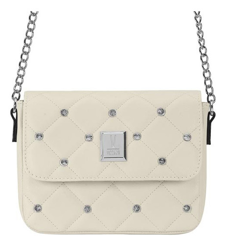 Bolsa Feminina Vizzano Pequena Strass Moderna Despojada Cor Off White