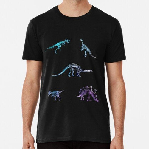 Remera Patrón Dino Cool Black Skeleton Pack Algodon Premium