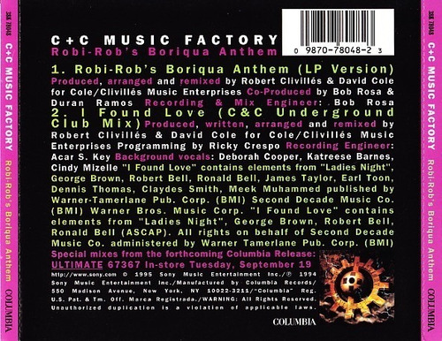 Cd C+c Music Factory Robi-rob's Boriqua Anthem Usa 2 Faixas