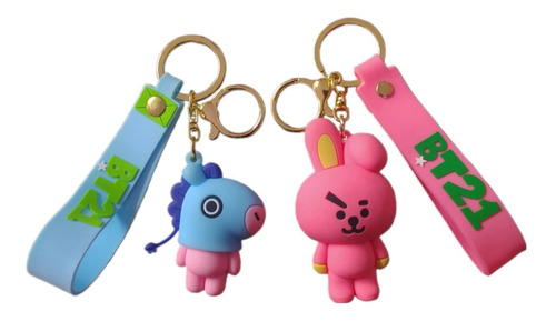 Kit 2 Llaveros De Silicona, Bts Bt21 Cooky, Mang