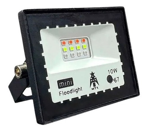 Foco LED RGB con mando a distancia, luz bivolta de 10 W, color RGB, multicolor, gris, carcasa de color 110 V/220 V (bivoltio), dimensiones 120 mm x 100 mm x 95 mm
