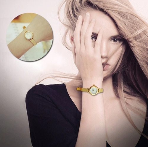 Relógio Feminino Dourado Luxo Fashion Moda Casual Aproveite