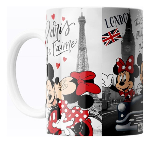 Taza De Cerámica Mickey Y Minnie Paris - 325ml