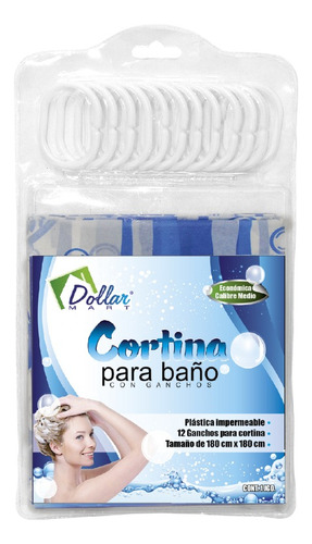 Cortina Para Baño Económico C/ganchos  (12 Piezas)