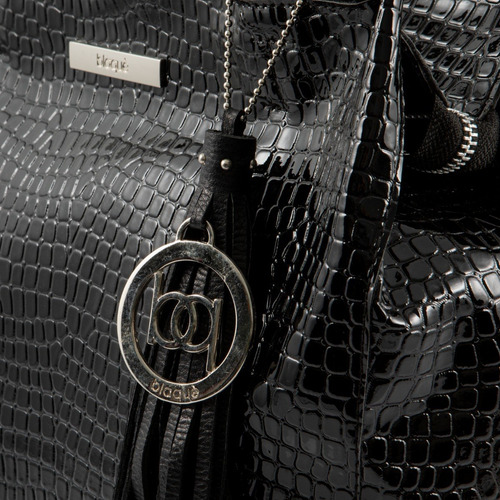 Imagen 3 de 4 de Shopping Bag Cartera Croco Charol Negro Blaque - Houston