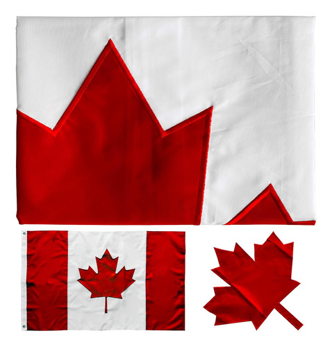 Bandera De Canadá Canadiense Para Exteriores Bordada De 3 X 