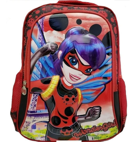 Mochila Reforçada Escolar Infantil Wondergil Relevo Grande Cor Vermelho Desenho do tecido Poliéster