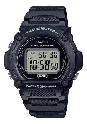 Reloj Casio W-219h-1a Resina Hombre Negro