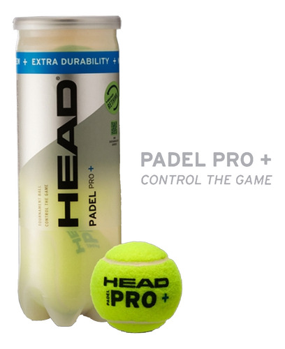 Head Padel Pro+ Pelotas Para Padel Bote Con 3 Pelotas Amarillo