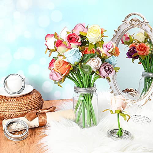 Soporte Tapa Tarro Mason Jar Con Inserto De Flores Metálico