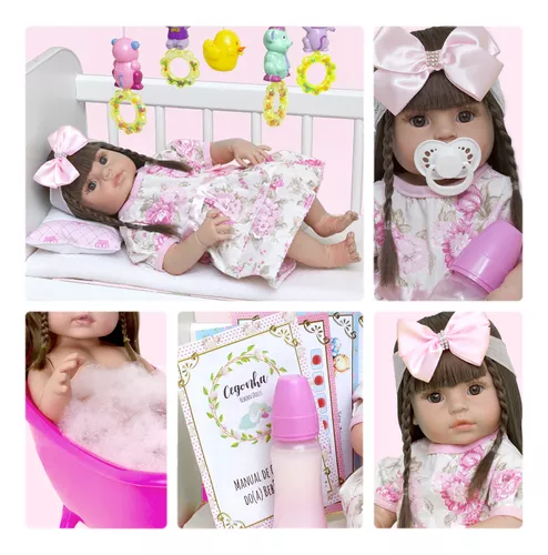 Boneca Bebê Reborn 100% Silicone Realista Linda 13 Itens