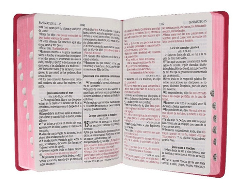 Imagen 5 de 5 de Biblia Rvr1960 Letra Grande Imitación Piel Rosa Con Índice