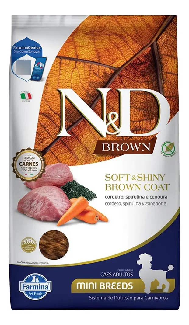 Ração N&d Brown Farmina Cães Adultos Mini Cordeiro 2kg