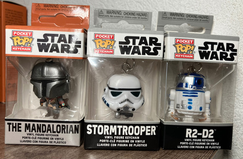 Pqt Starwars 2 Funkos Normales+3 Funkos Llaveros Star Wars