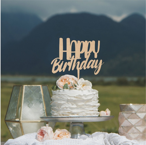 Imagen 6 de 10 de Letrero Para Pastel Feliz Cumpleaños Topper Cake Art937